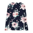 thumbnail image 3 of Uootdi Long Sleeve Shirts for Women Fall Fashion V Neck Floral Print Basic T Shirt Loose Casual Gift Blouse Stretchy Tunic, 3 of 5