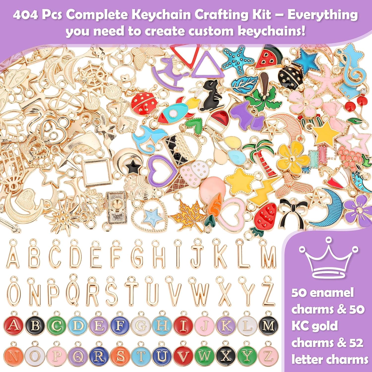 404Pcs Charms Lip Gloss Keychain Making Kit, DIY Craft Supplies with Charms, Key Chain Hooks, Jump Rings, Lobster Clasps, Chains & Tools, Jewelry Making Kit for Custom Keychains, Bags, Gifts