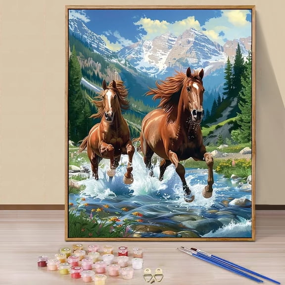 JYLMOOD Paint by Numbers for Adults Kits, DIY Easy Painting by Numbers for Gift Home Wall Decoration 16x20in without Frame - Horse