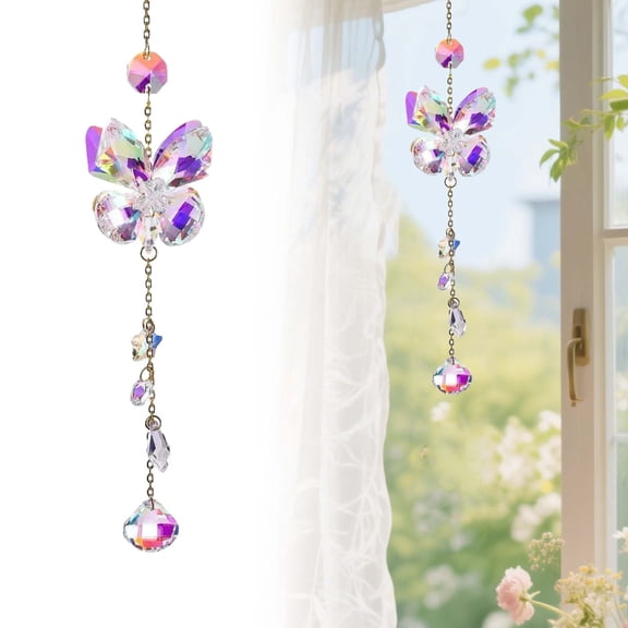 Crystal Sun Catcher Window Hanging Ornament, Artificial Crystal Suncatcher Charms, Butterfly Crystal Sun Catcher, Handmade Wind Chime Pendants, Outdoor Garden Plants & Hanging Ornaments​