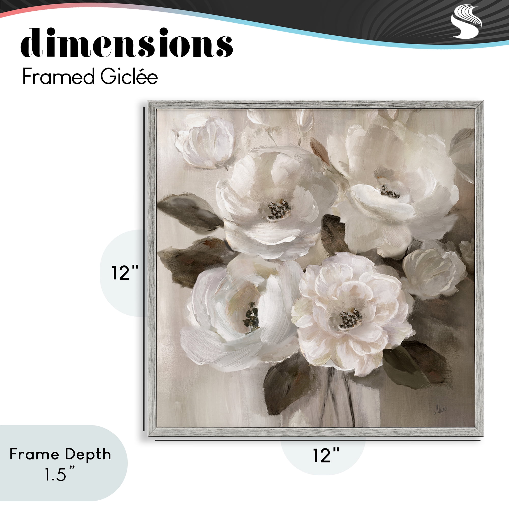 Stupell Industries Ivory Flower Bushel Gray Framed Giclee Art, design by Nan