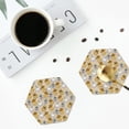 thumbnail image 4 of Yiaed Music Dancing Cat Print Leather Coasters for Drinks - Cup Coasters Coffee Table Kitchen Table Bar, Home & Office Gifts Handmade Drink Coasters-Hexagon, 4 of 6