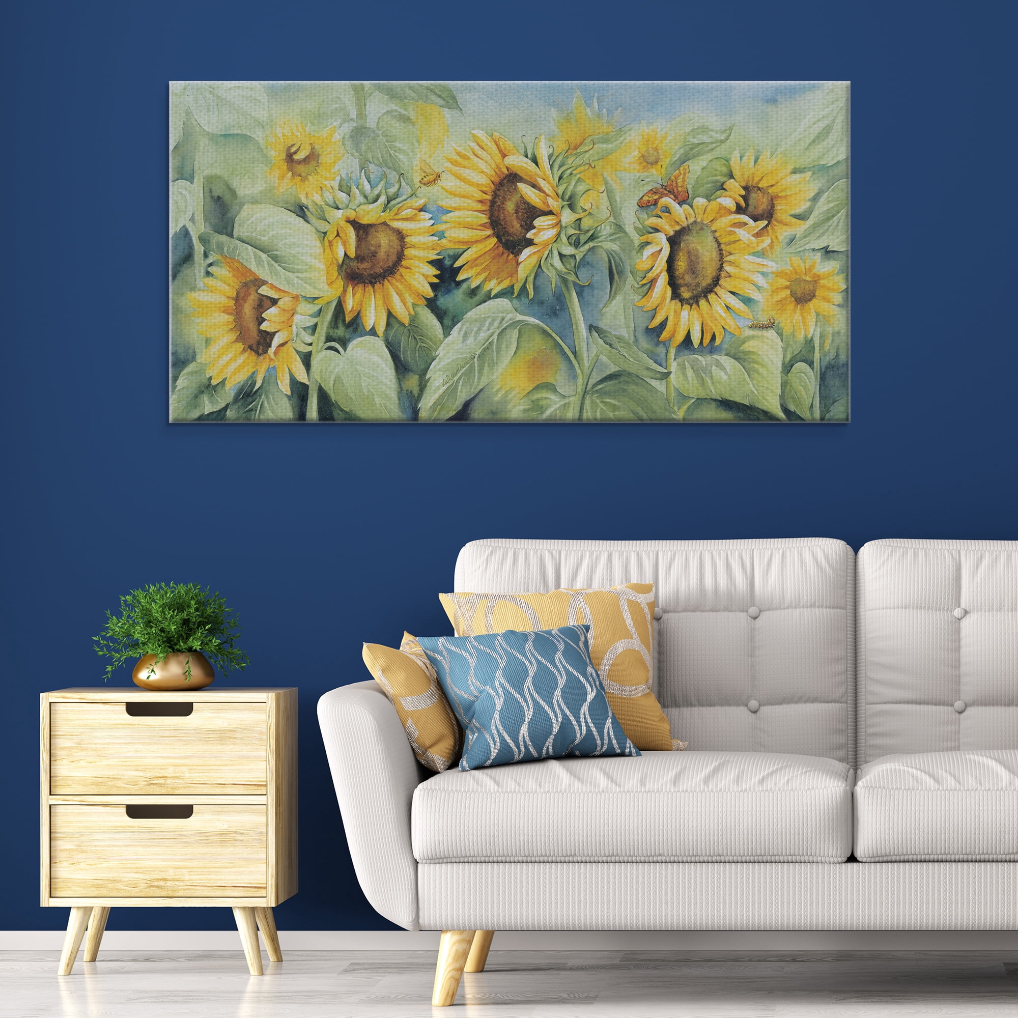 Masterpiece Art Gallery Sunflower Sunshine by Kathleen Denis Canvas Art Print 24" x 48"
