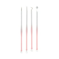 Unique Bargains 1 Set Convenient Full Moon Pimple Extractor Kit Pink Silver Tone