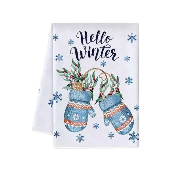 Costeam 23.6x15.8IN Merry Christmas Kitchen Tea Towels Winter Drying Cloth Absorbent Soft for Cooking Baking Home