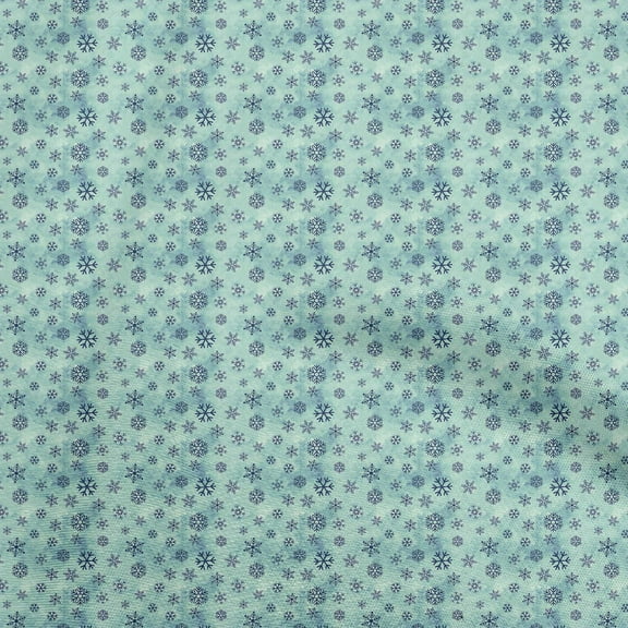 oneOone Polyester Spandex Dusty Teal Green Fabric Chritmas Snow Flakes Craft Projects Decor Fabric Printed By The Yard 56 Inch Wide