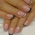 thumbnail image 1 of 24 Uds uñas postizas cubierta completa uñas postizas elegante Rosa gradiente brillo uñas cortas francesas ataúd uñas postizas cortas prensa en las uñas, 1 of 4