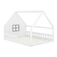 thumbnail image 5 of Bellemave House Bed Full Size Floor Bed with Fence Railings and Window, Wooden Montessori Floor Bed,Full Size Bed Frame,White, 5 of 13
