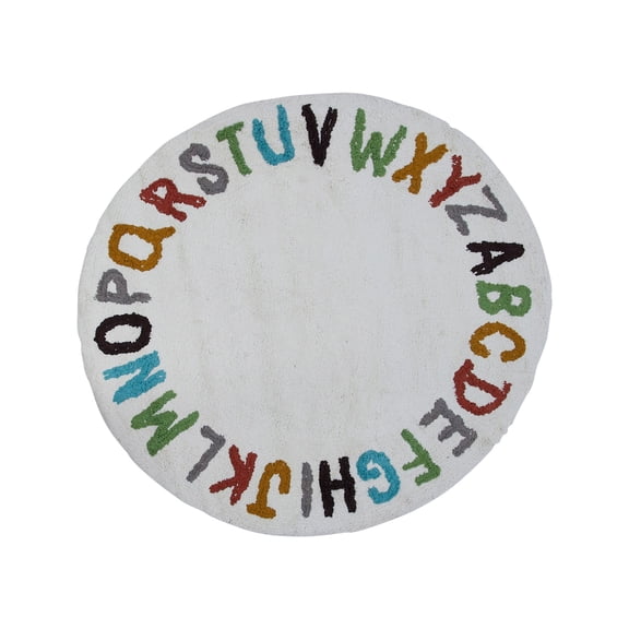 Creative Co-Op Creative Co-Op Round Cotton Tufted Alphabet Rug, Multicolor