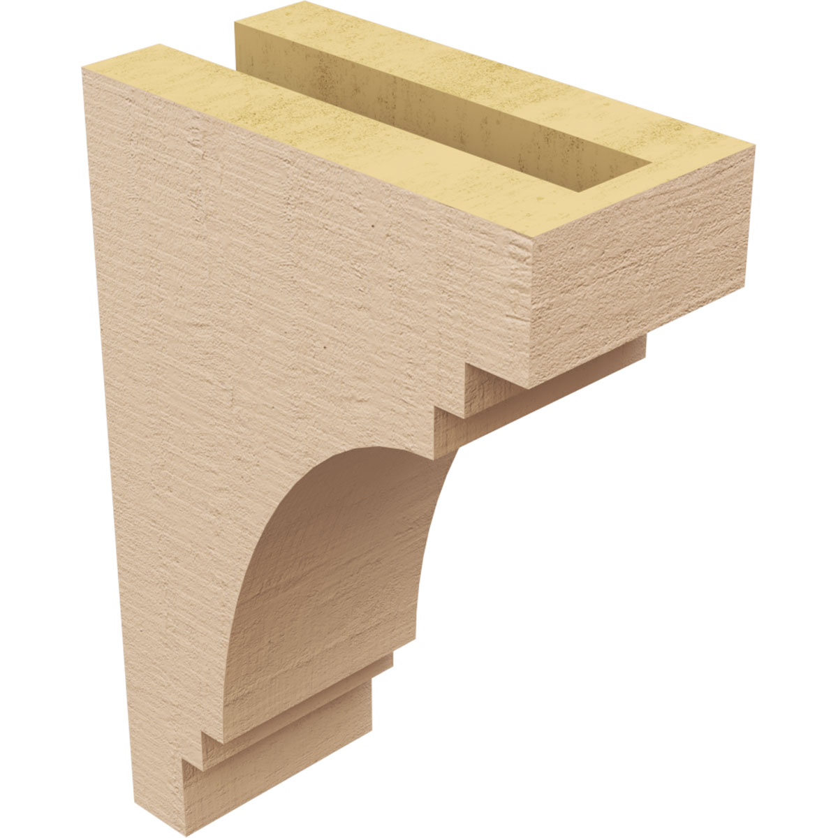 3"W x 6"D x 9"H Classic Pescadero Rough Cedar Woodgrain TimberThane Corbel, Primed Tan