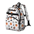 thumbnail image 2 of Football and Hockeyball White Pattern Cute School Backpack Bag for School with Padded Back and Adjustable Shoulder Straps 15.25"x11.5"x5.25", 2 of 5