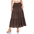 thumbnail image 2 of GEWSEY Womens Maxi Skirt Summer Boho Long Flowy Elastic High Waist A-Line Tiered Skirts 2026 Casual Beach Vacation Clothes (Brown, XL), 2 of 9