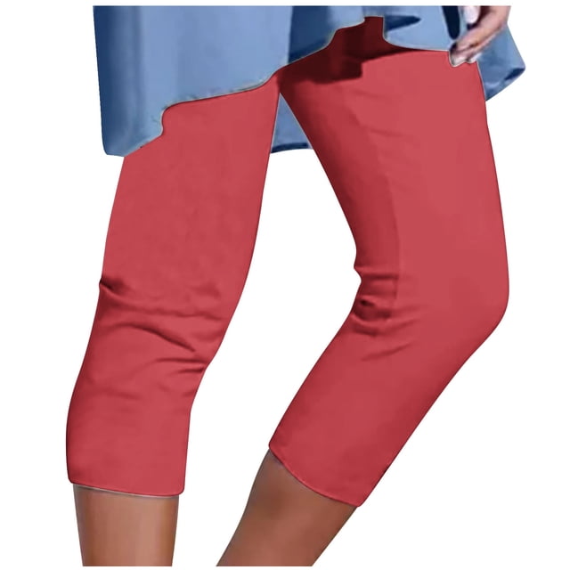 Pantalones Umfun para mujer, informales, con cintura elástica, para playa, suaves, deportivos, con control de abdomen, para correr, ciclismo, yoga, entrenamiento, color rojo, XL