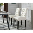 thumbnail image 6 of Guyou Faux Leather Dining Chairs Set of 2, Mid Century Modern Solid Wood Parsons Chairs, Button Tufted Upholstered Armless Side Chairs with High Back for Dining Room Kitchen Restaurant, Cream, 6 of 11