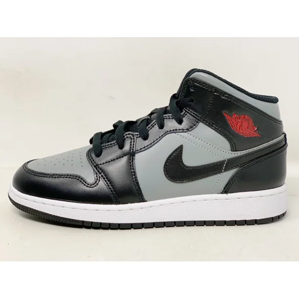 A i r-Jor-dan 1 Mid 'Shadow Red' Black Sneakers, Size 6.5Y / 8W BNIB 554725-096