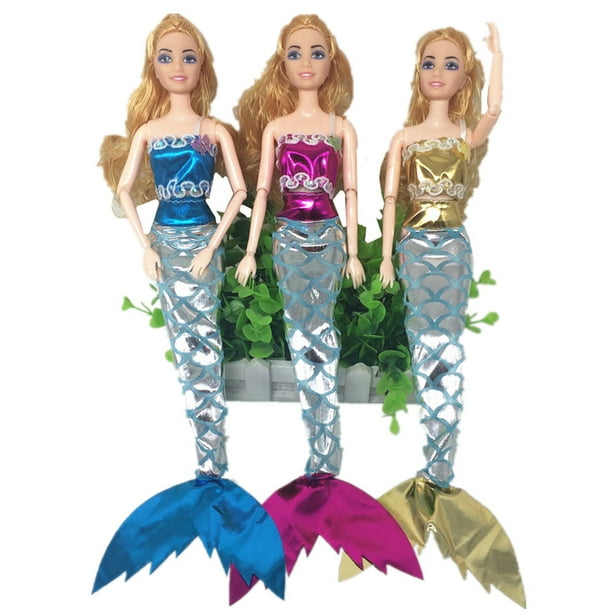 Sea Princess Clothes Fish Princess Costume Bra & Dress with Magic Stick For  11inches Dolls Doll (Clothes Only) Color:3 sets Style:Not include doll
