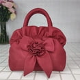 thumbnail image 3 of Flmtop Top-handle Bag Ruched Bow Portable Smooth Zipper Coin Bag for Party Gathering Wedding Banquet, 3 of 10