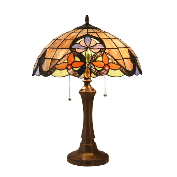 Radiance Goods Victorian Tiffany-Style Dark Bronze 2 Light Table Lamp 16" Wide