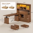 thumbnail image 2 of 69" Farmhouse L Shaped Standing Desk with 4 Drawers and Detachable Bookshelf, Height Adjustable Computer Desk for Home Office, 2 of 8