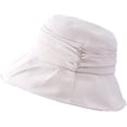thumbnail image 3 of CoCopeaunts Women Bucket Hat Foldable Ladies Irregular Pleated Design Basin Hat Solid Color Sun Cap Adjustable Chin Strap, 3 of 8