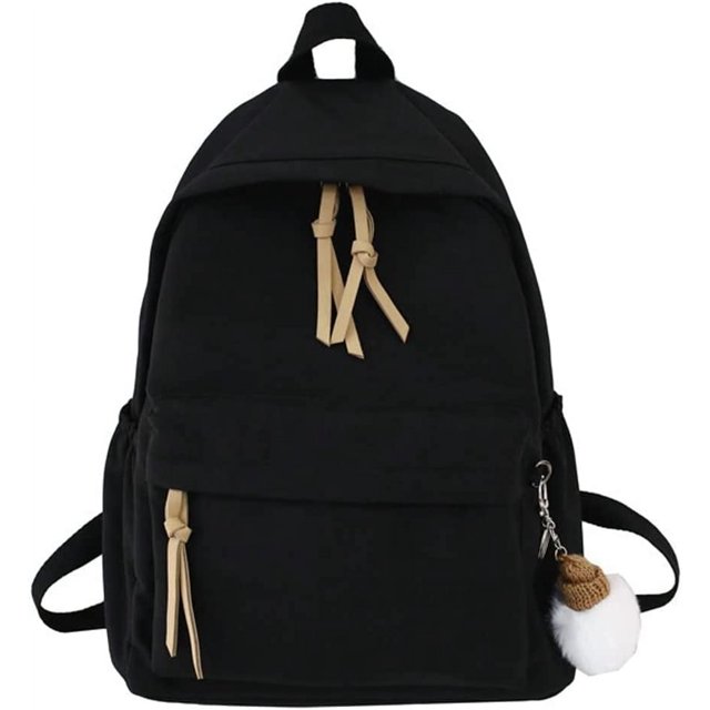LinYooLi Fashion Canvas Nylon Backpack Satchel for Women Men, Large Shoulder Bag Removable Pendant