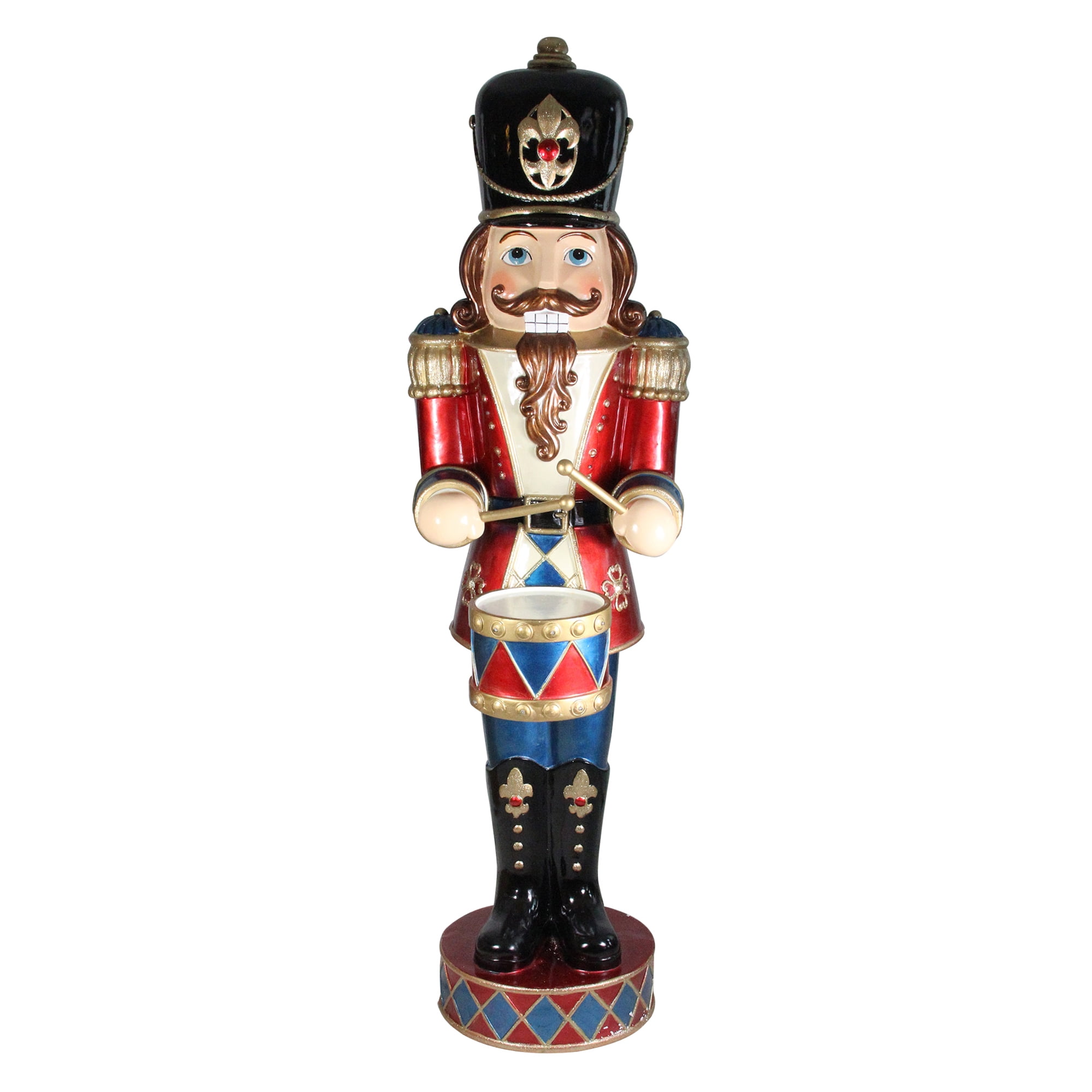 5' Red and Black LED Animated Musical Drumming Nutcracker Christmas