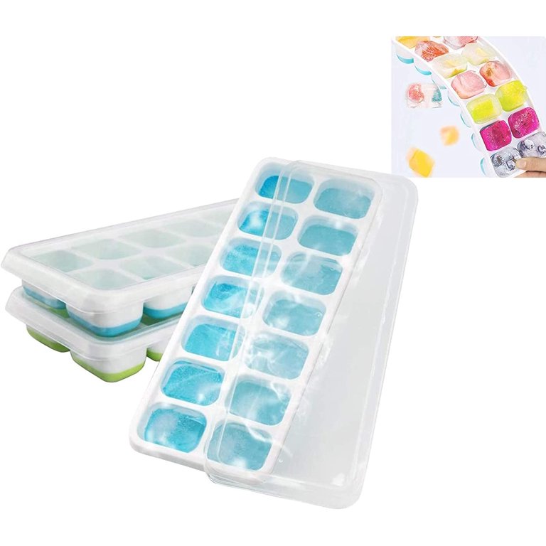 3 Piece Silicone Ice Cube Mold with Lid, Stackable and Dishwasher