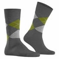 thumbnail image 3 of Burlington Men's Socks - King, Cotton, Diamond Pattern, Logo Emblem Dark Grey/Green 40-46, 3 of 4