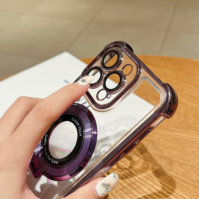 SORAKA Transparent Cover for iPhone 11 with 360 Degree Rotating Ring and Metal Plate for Magnetic Smartphone Car Holder, Ultra-Slim Transparent TPU Case