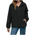 thumbnail image 2 of Zedker Windbreaker Jacket Women Zip Front Hooded Lightweight Waterproof Packable Rainjacket, Plus Size Black M, 2 of 9
