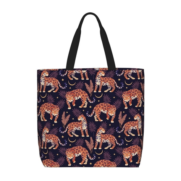Easygdp Leopard Print Bolsa Tote para Mujer, Bolso de Hombro para Trabajo, Playa, Viajes, Compras y Supermercado