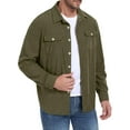 thumbnail image 5 of GIRUNS Men's Corduroy Jacket Long Sleeve Button Down Shirts Casual Shirt Jackets with Flap Pockets Army Green L, 5 of 8