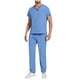 thumbnail image 1 of Penkiiy Scrubs Set para hombres, Classic V-Neck Stretch Top& Pantalones rectos Yoga Waistband XL Sky Blue, 1 of 9