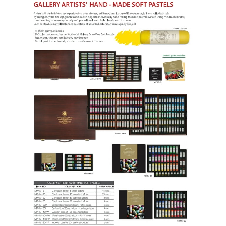 Mungyo Gallery Artists Handmade Soft Pastels Set of 100 + Wood Case Set