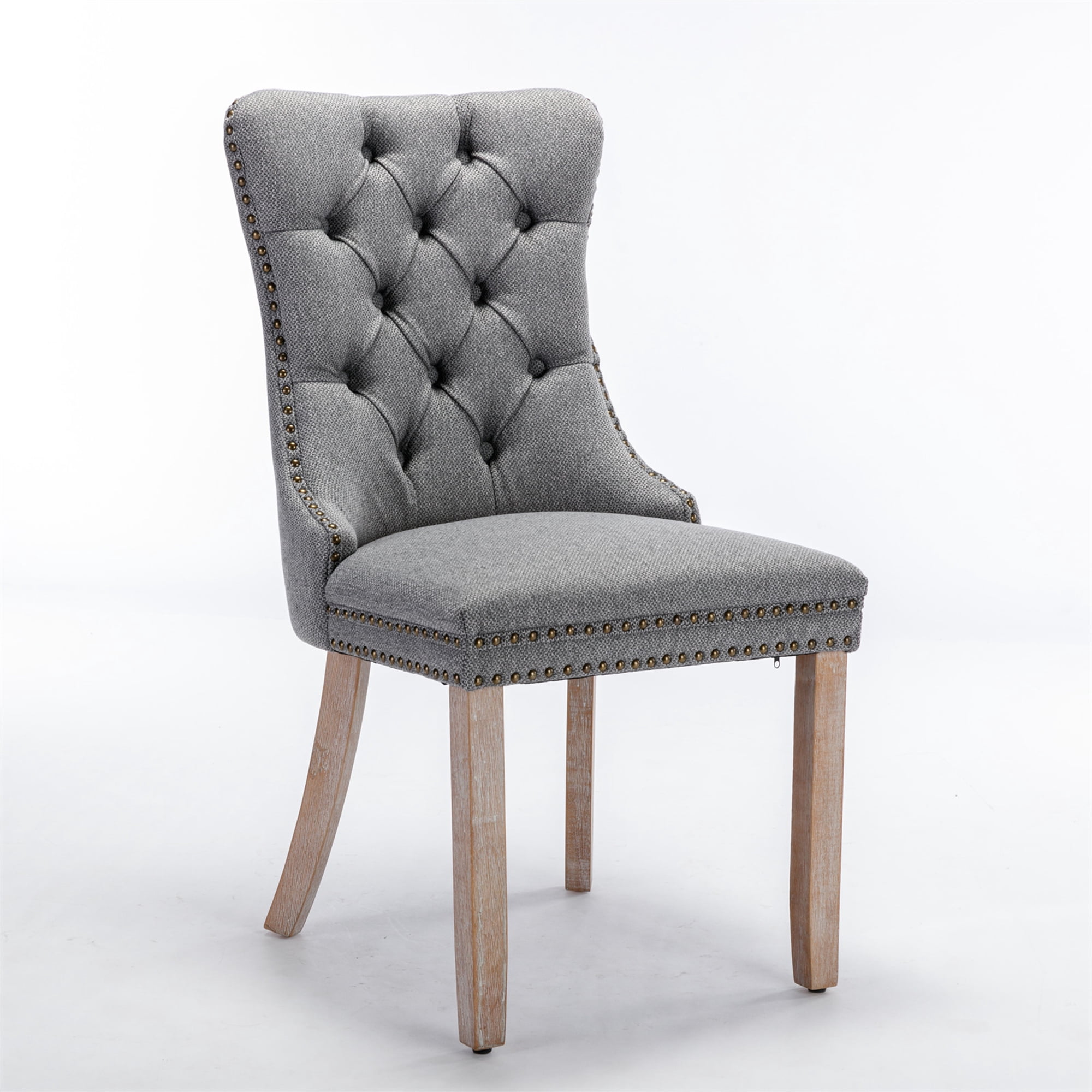 Miniyam Dining Chair Set of 2, High-end Tufted Contemporary Flax Upholstered, Gray