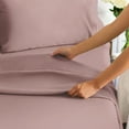 thumbnail image 6 of CGK Linens 4-Piece Extra Deep Pocket Sheet Set - Queen Size Breathable & Cooling Bed Sheets Fits 18"-24" Mattresses, Mauve, 6 of 7