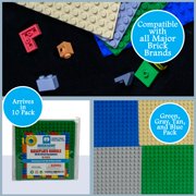 Brick Loot Custom Molded ABS Baseplate Bundle, Compatible with Major Brands, 10 pack, 5 by 5