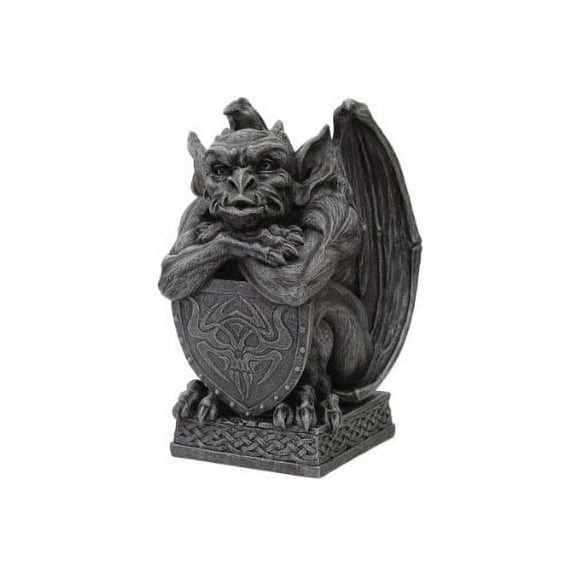 PTC 6.5 Inch Resin Medieval Gargoyle with Shield Protection Statue
