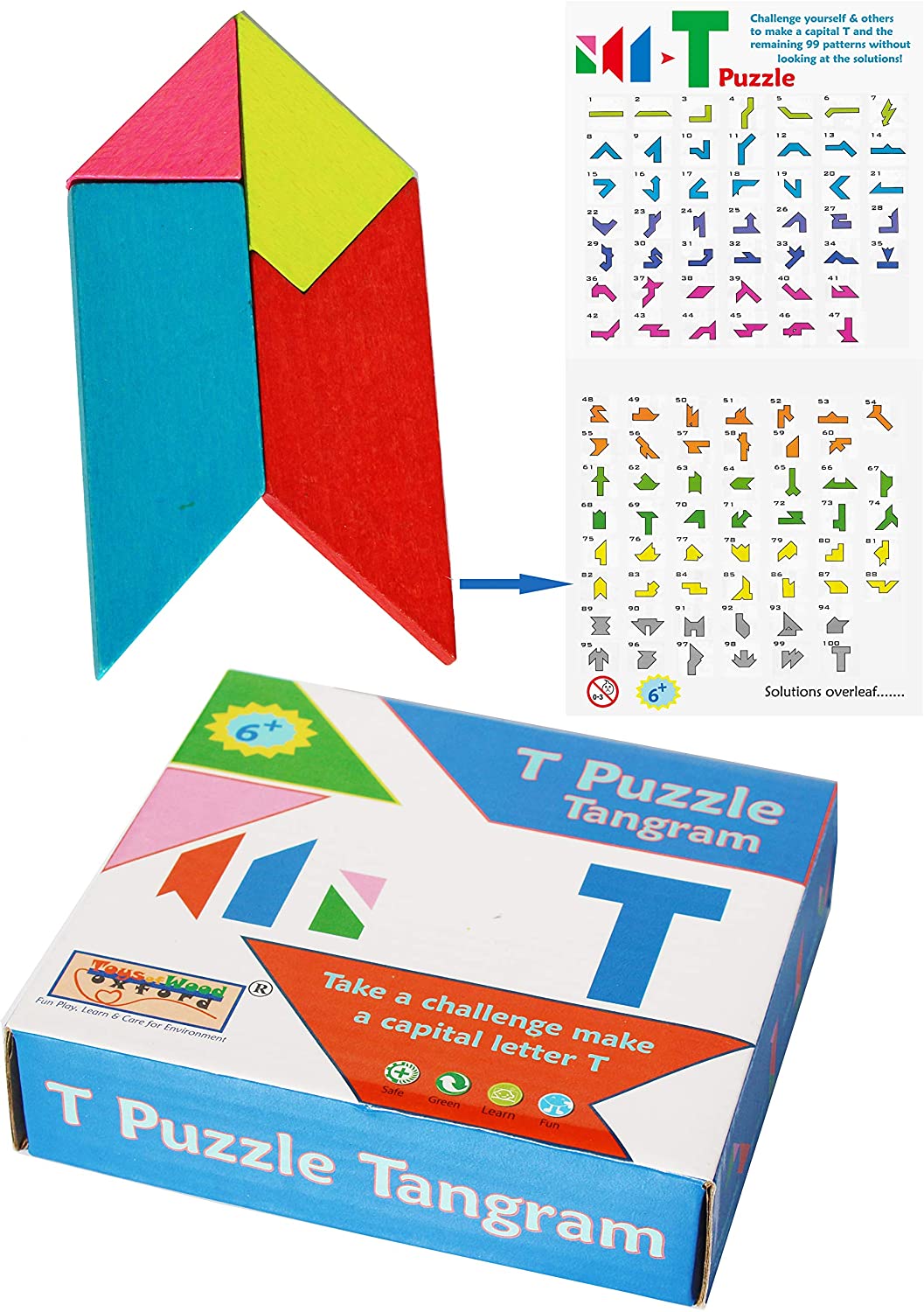 Puzzle Tangram éducatif Montessori - 120 Défis, Jeu De Logique Et De Créativité, Boîte De Voyage