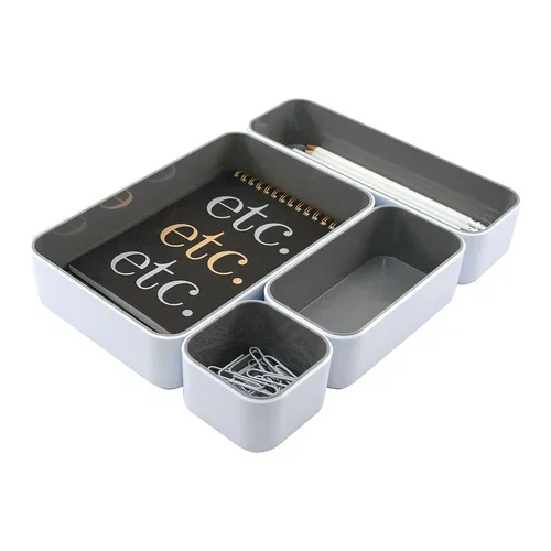 Fusion Stacking Bins White Gray 4 Pack 37592