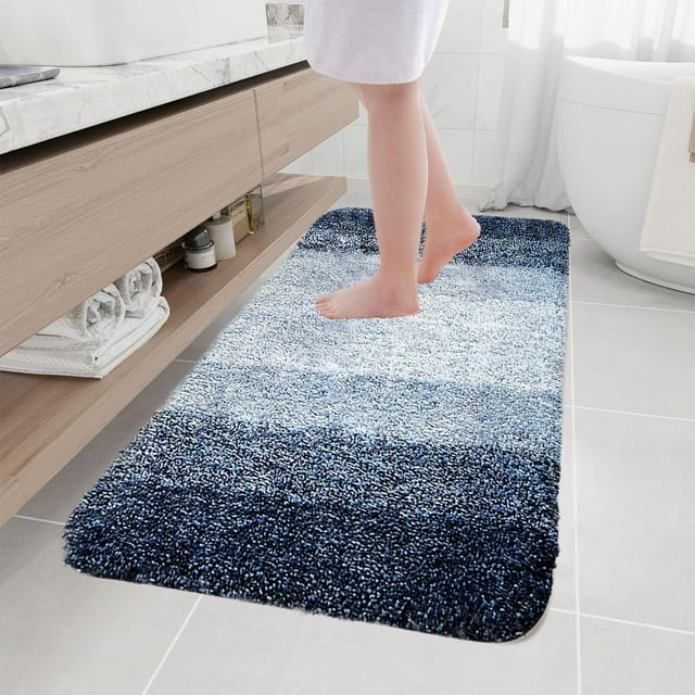 Fridja Bathroom Rugs Mat 31x16, Extra Soft and Absorbent Microfiber Bath Rugs, Non-Slip Plush Shaggy Bath Carpet, Machine Wash Dry, Bath Mat for Bathroom Floor, Tub and Shower, Navy