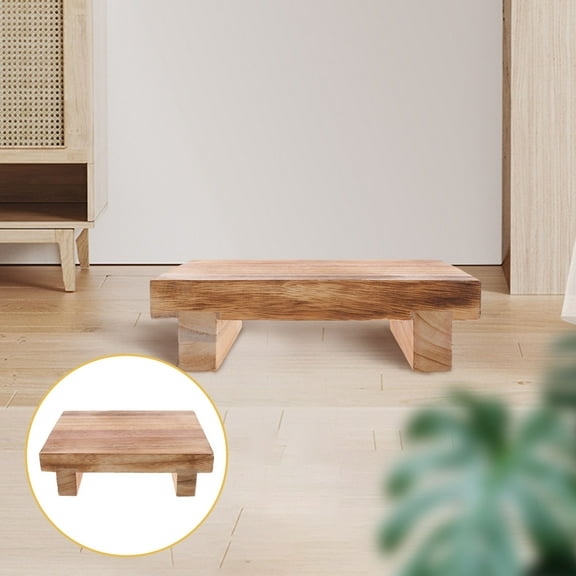 Minkissy Rectangular Foot Stool for Living Room with Elevated Feet and Legs in Light Brown 1Pack 11.8x7.1x2.8in
