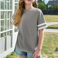 thumbnail image 3 of Efsteb Girls Oversized T Shirts Summer Striped Short Sleeve Tops Casual Crewneck Loose Tshirt Tunic Shirt (Gray,4-5 Years), 3 of 6
