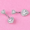 thumbnail image 4 of Koszal Forme de Coeur Strass Femmes Nombril Bar Haltère Nombril Anneau Piercing Bijoux, 4 of 7