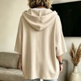 thumbnail image 5 of TGSLY Women's Zip Up Drawstring Hooded Jacket Lightweight 3/4 Dolman Sleeve Cardigan Coat Loose Casual Solid Color Fall Outerwear L, 5 of 6