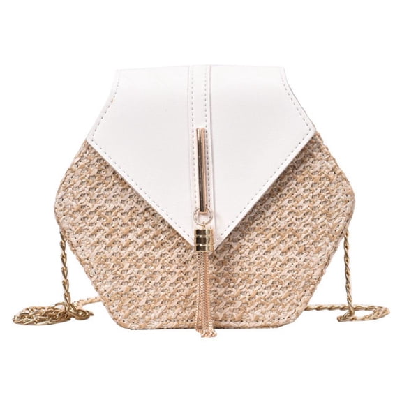 LABSERRON 1Pc Woven Female Bag Summer Handbags Polyester for Beach Use