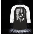 thumbnail image 2 of Shop4Ever Men's German Shepherd American Flag Raglan Baseball Shirt X-Large Black/White, 2 of 4