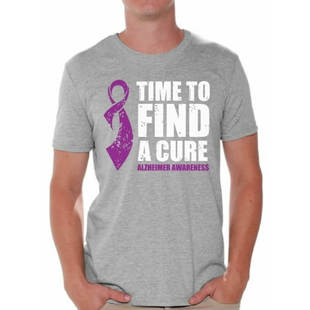Awkward Styles Time to Find a Cure T Shirt Alzheimers Mens Shirts Endalz Clothes for Men Alzheimer T-Shirt Alzheimers Tshirt for Men Endalz Gifts Endalz Shirts Alzheimers Clothing Collection for Men