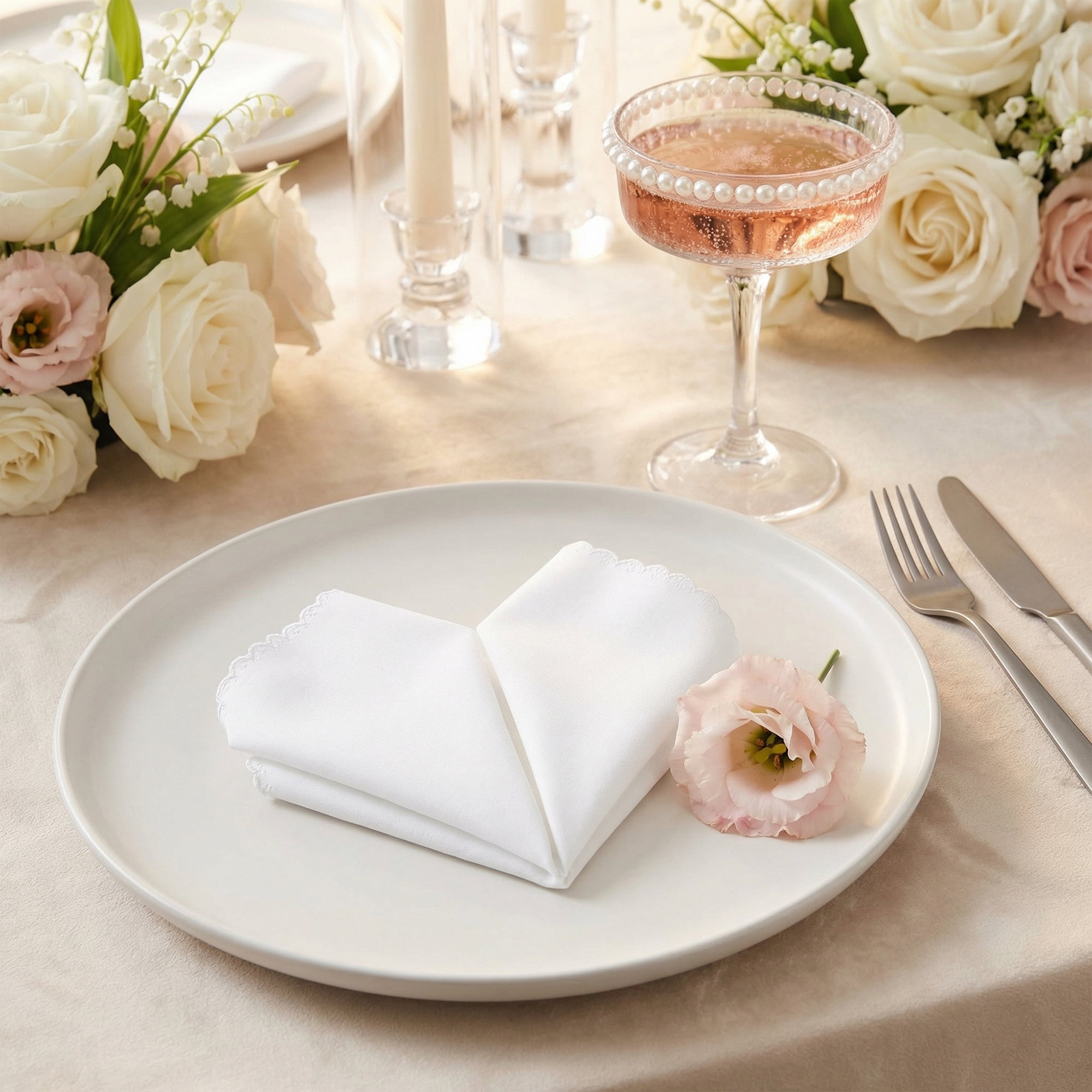 Unique Bargains 12Pcs Satin Washable Cloth Napkins White 17x17inch