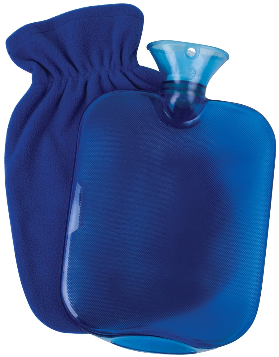 Carex Hot Water Bottle With Cover and Threaded Stopper, 2-quart Capacity, Blue